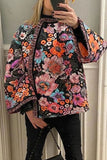 Casual College Floral Patchwork O Neck Outerwear