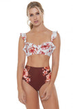 Floral High Waist Ruffle Underwire Bikini Swimsuit
