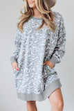 Print Long Sleeve Sweatshirt Dress