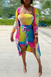 Latest Fashion Streetwear woman clothing set Tie Dye Long Sleeve Outwear With Romper 2 peice sets woman wholesale