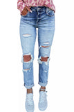 Distressed Detail Straight Jeans