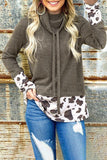 Cowl Neck Animal Print Splicing Sweatshirt