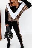 Colorblock Cheetah Sweatshirt Pants Set