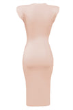 Apricot Pink Fashion Casual Solid Basic O Neck Sleeveless Dress