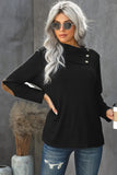 Buttoned Neck Knit Long Sleeves Top
