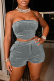 Summer solid color woman clothing set sexy wrapped chest  2 peice short sets woman