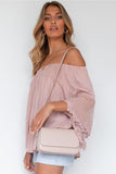Off The Shoulder Sheer Patchwork Ruffle Blouse