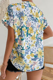 floral button front v neck blouse