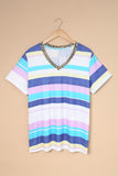 Multicolor Stripes Plus Size T-shirt