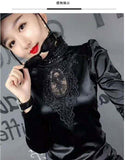 lace embroidery leopard blouse