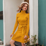 knitted lace up sweater dress