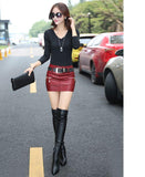 slim pu leather skirt