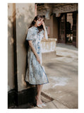 chinese style lace hollow print dress