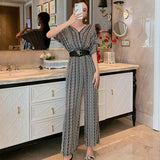 v neck batwing sleeve with sashes jumpsuit
