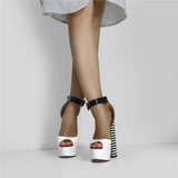 platform peep toe chunky square heels