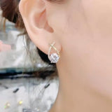 cross fishtail crystal zircon stud earring