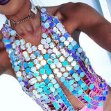 colorful sequins bra chain chest body jewelry